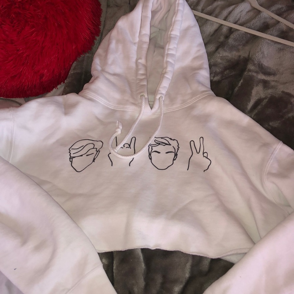 Cropped Dolan Twins White Hoodie